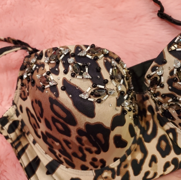 Bebe jeweled leopard crop bustier - Picture 4 of 10